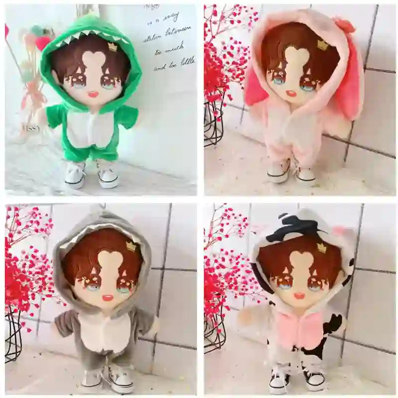 CustomPlushMaker sells 20cm cotton doll clothes wholesale, like dinosaur onesies and cute pajamas:plushie's cute pajamas