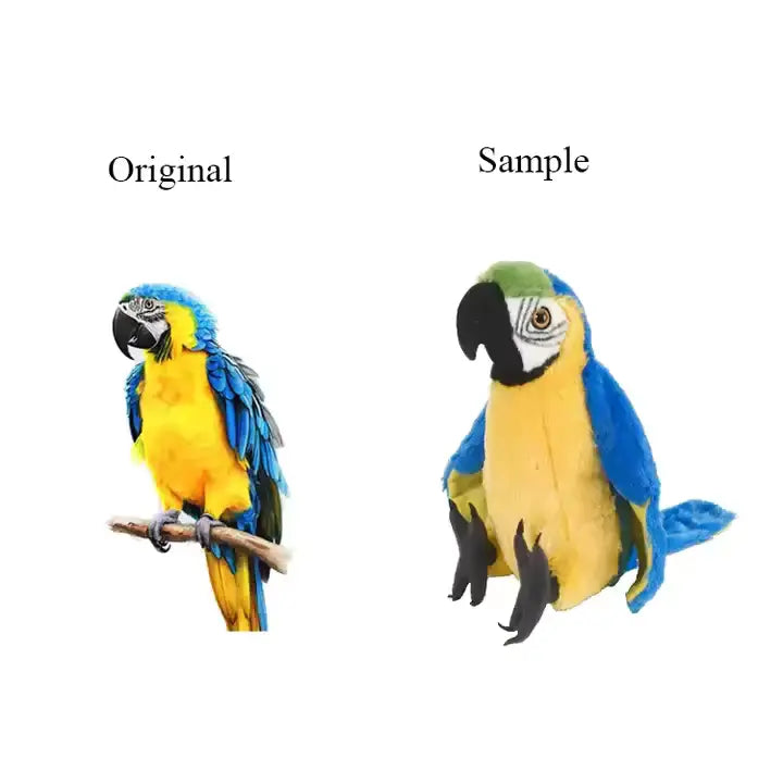 Customplushmaker offers custom plushies, soft stuffed animals, animal figurines, plushie art gifts, wholesale promotional bulk plush, suitable for both genders:Parrot's animated character and plush toy prototype