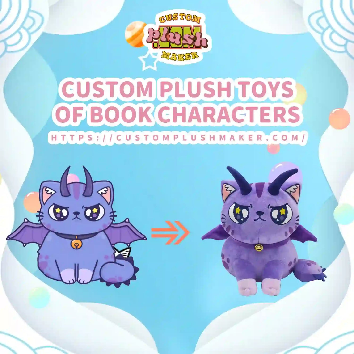 CustomPlushMaker Custom Plush Create Your Own Cute and Soft Dolls. Make Your Own Plushie, including Kpop dolls and other custom plush toys：Plush toy demon cat